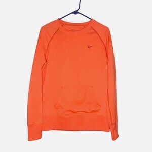 Nike Dri-Fit Orange Pullover Sweatshirt With Kangaroo Pocket Medium
